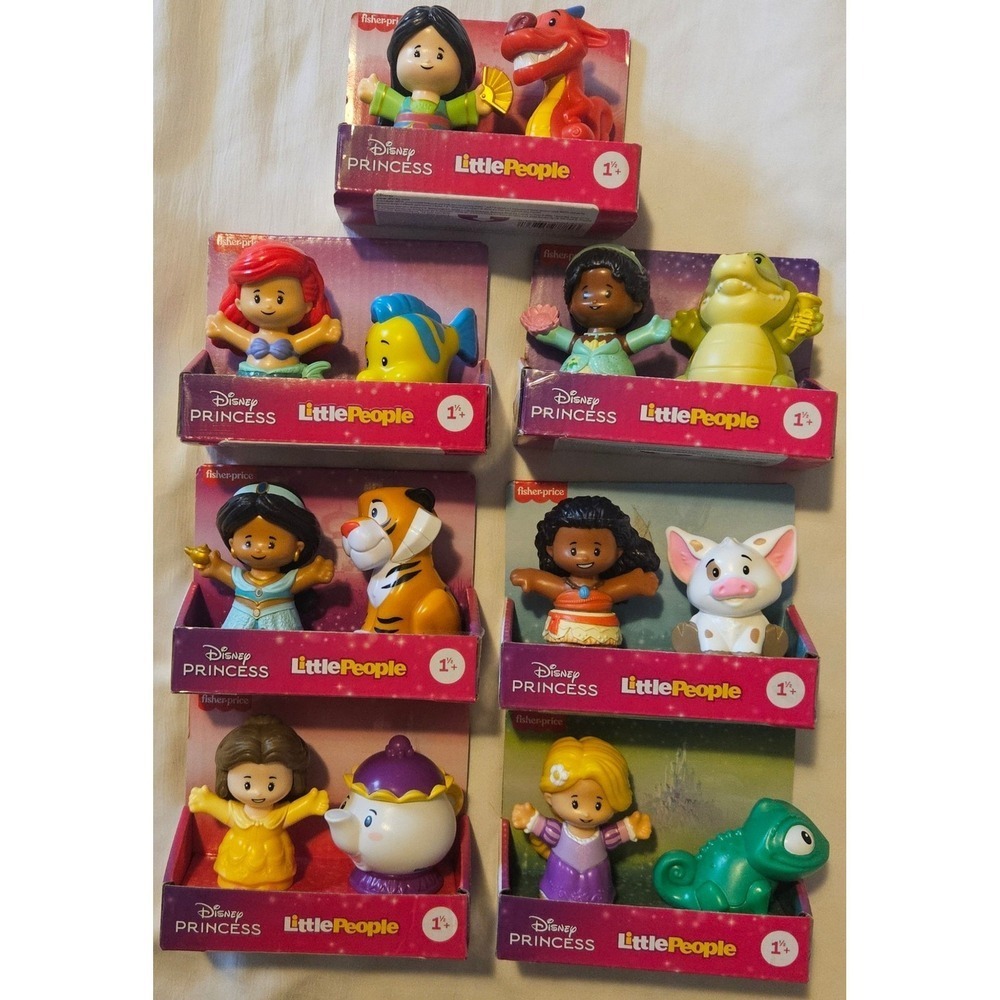 Fisher-Price Little People Disney Princess LOT Ariel Moana Belle Mulan Rapunzel